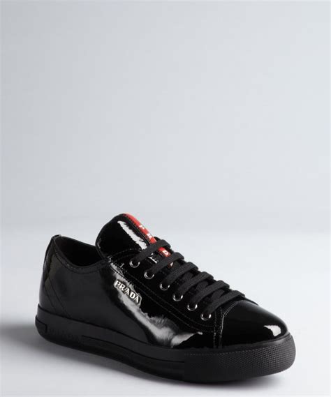 prada sport black patent leather lace up flatform sneakers|burgundy patent leather Prada sneakers.